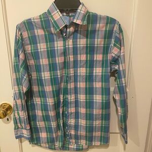 bella bliss Green and Blue Plaid Casual Button Down Shirt Boys Size 12